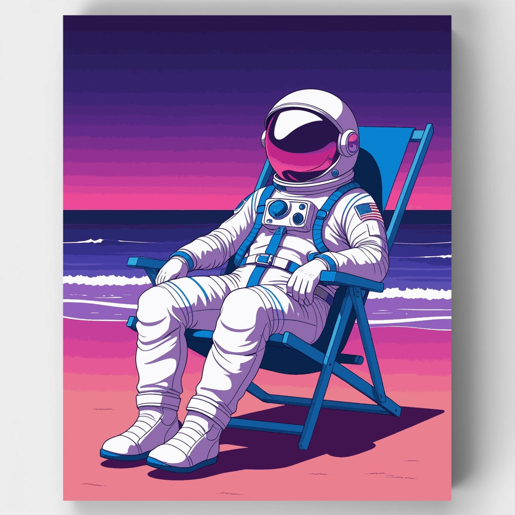 Día de playa del astronauta - Kit de pintura por números — Estándar
