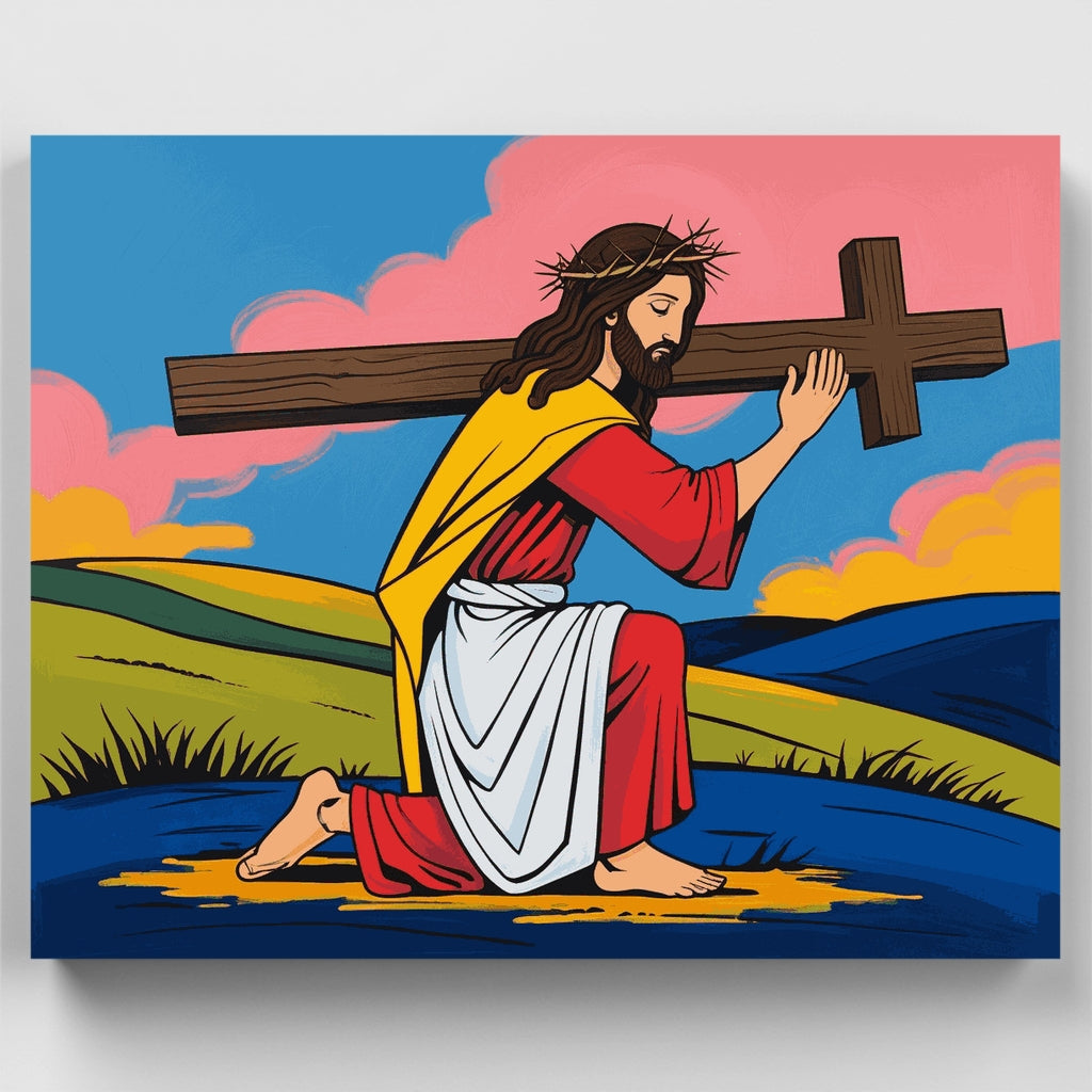 Jesús cargando la cruz - Kit de pintura por números — Estándar