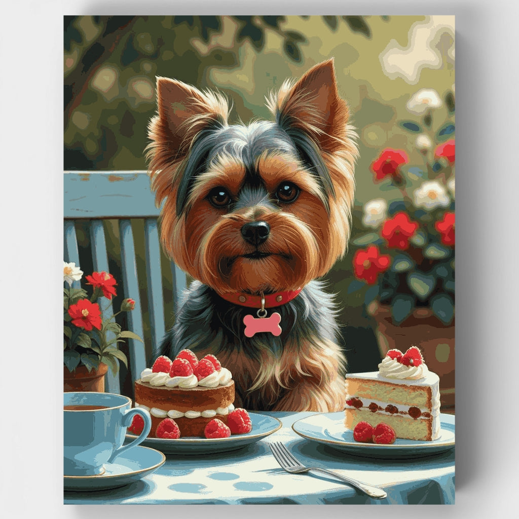 Fiesta de té de Yorkshire Terriers - Kit de pintura por números — Estándar
