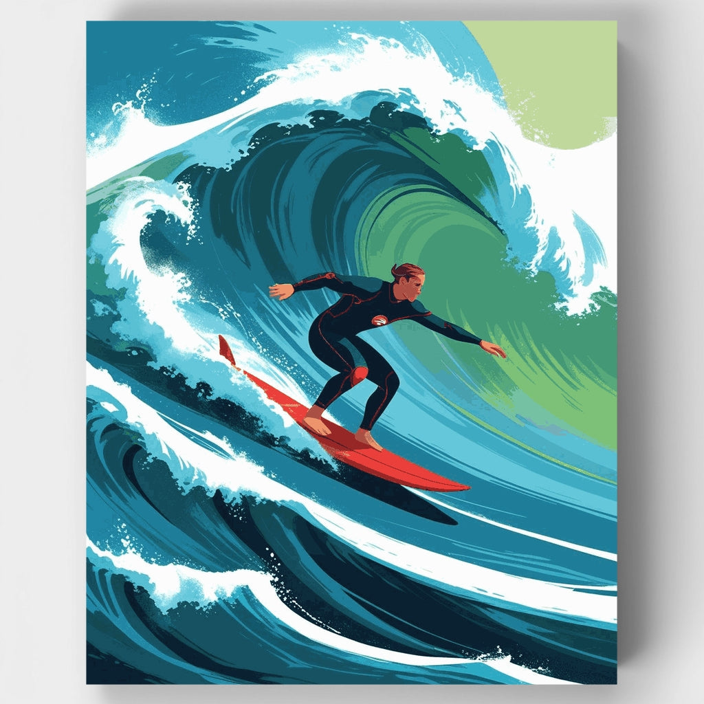 Surfer Riding Wave - Paint by Numbers Kit