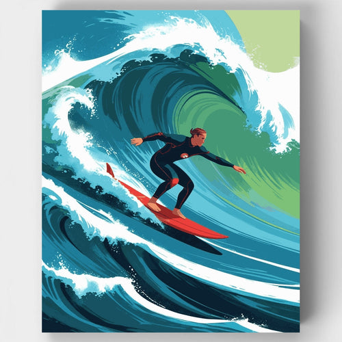 Surfer Riding Wave - Paint by Numbers Kit