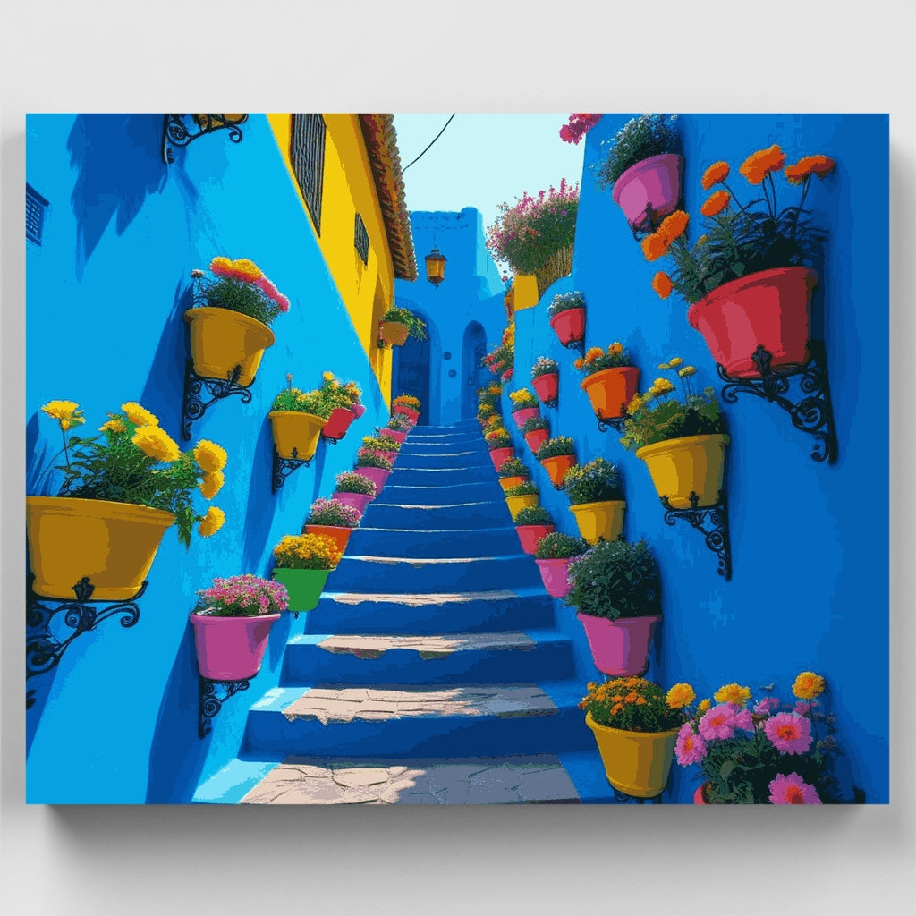 Colorful Mediterranean Stairway - Paint by Numbers Kit