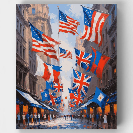 Allied Victory Celebration Street - Paint by Numbers Kit
