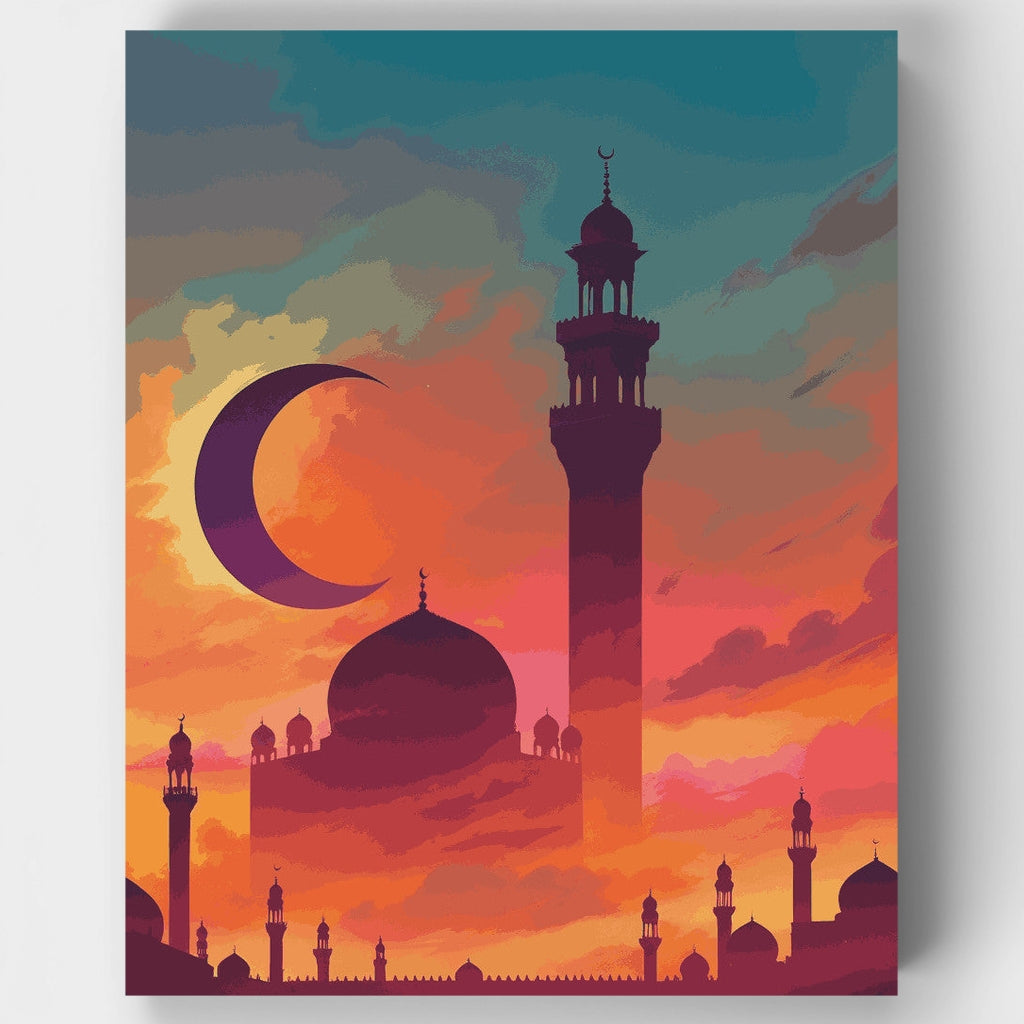 Mystical Mosque at Sunset - Paint by Numbers Kit