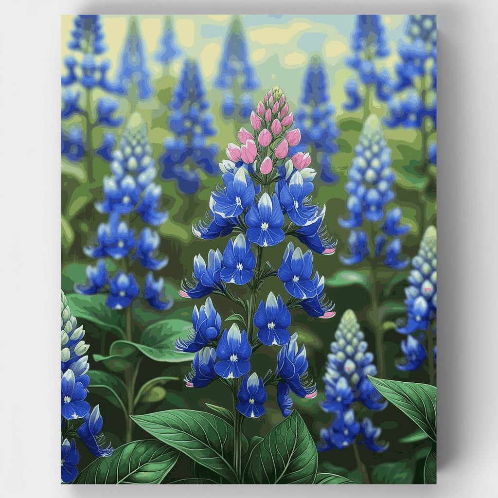 Campo de flores silvestres Bluebonnet - Kit de pintura por números — Estándar