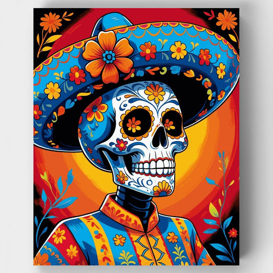 Mexican Mariachi Sugar Skull - Paint by Numbers Kit