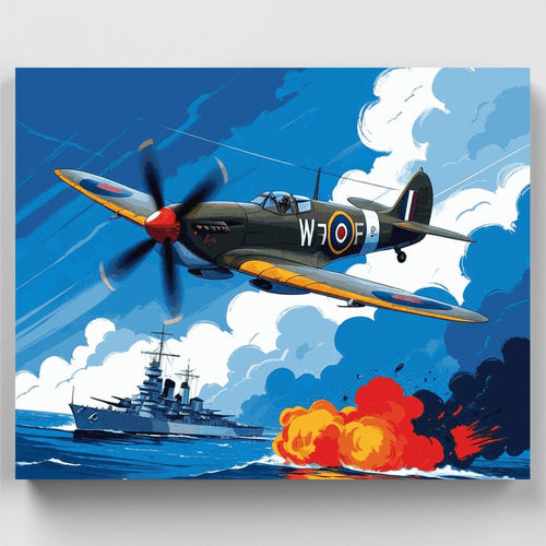 RAF Spitfire Naval Battle - Paint by Numbers Kit