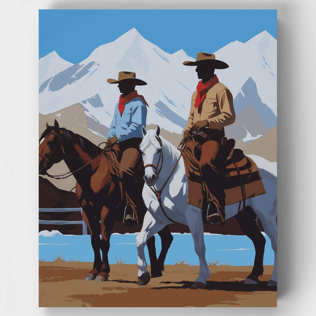 Vaqueros en las montañas - Kit de pintura por números — Estándar