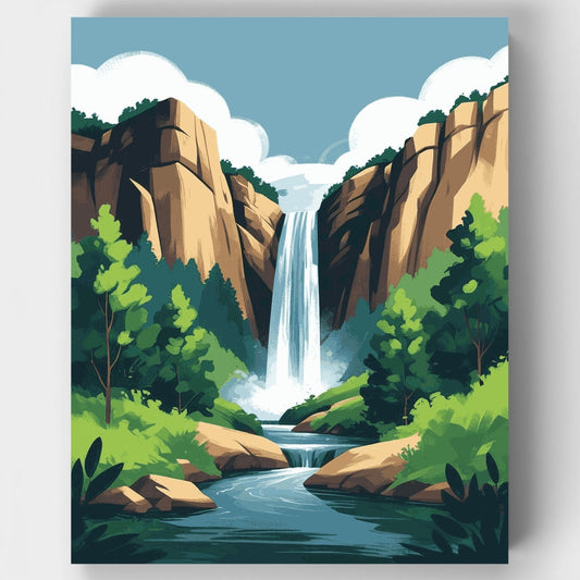 Rocky Canyon Waterfall Paradise - Paint by Numbers Kit