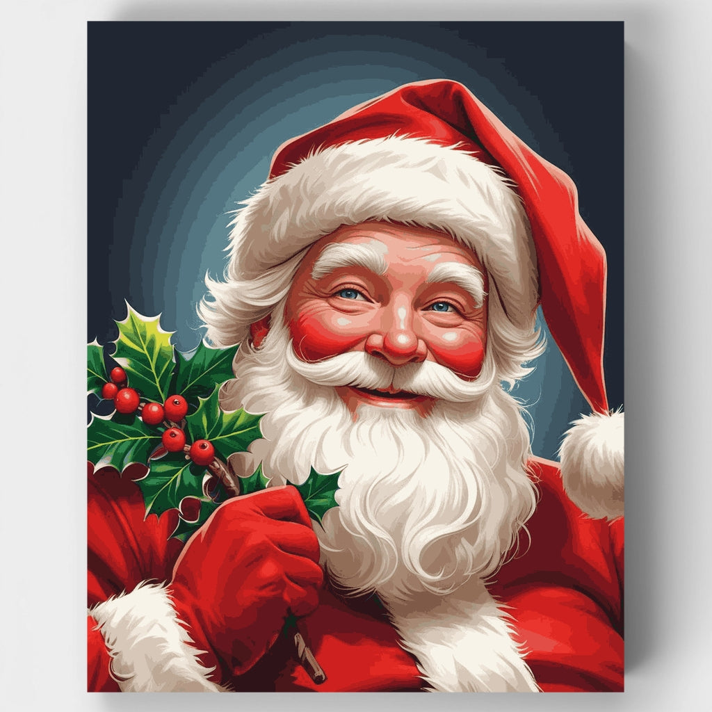 Kit de pintura por números: Santa alegre con acebo — Estándar