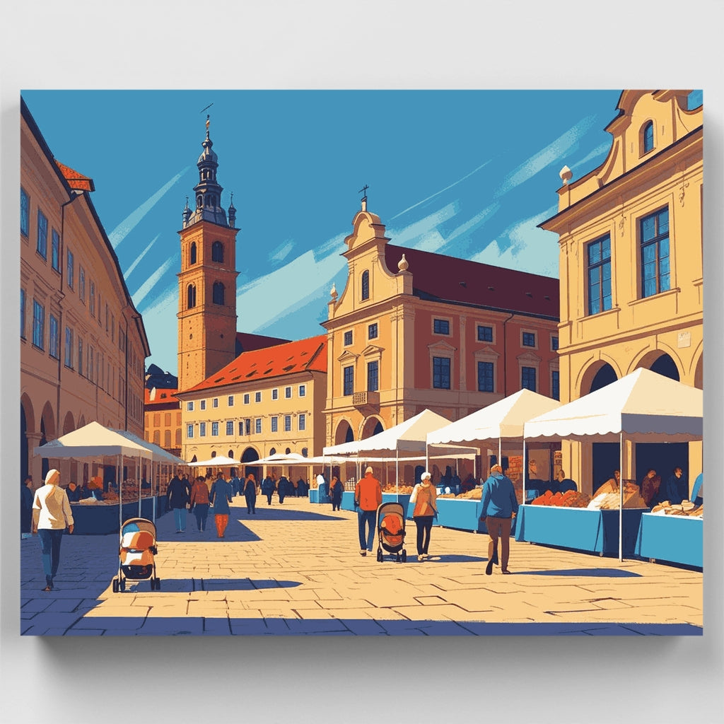 European Market Square - Paint by Numbers Kit