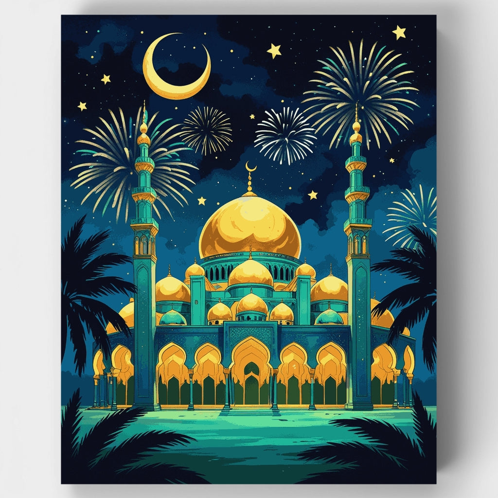 Mezquita islámica de noche - Kit de pintura por números — Estándar