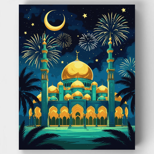 Islamic Mosque at Night - Paint by Numbers Kit