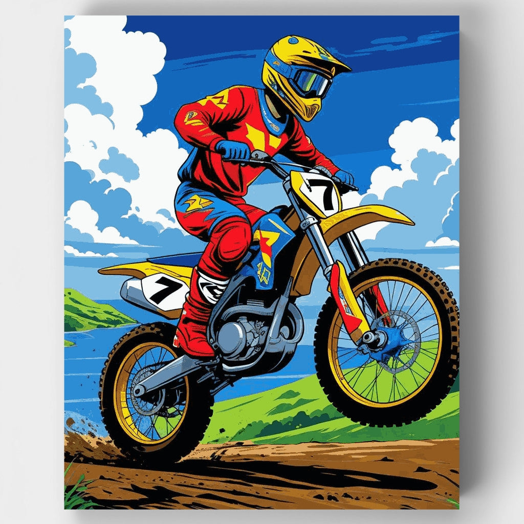 Motocross Champion in Action - Paint by Numbers Kit