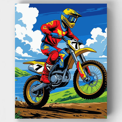 Motocross Champion in Action - Paint by Numbers Kit