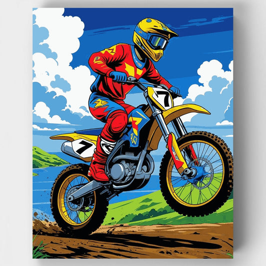 Motocross Champion in Action - Paint by Numbers Kit