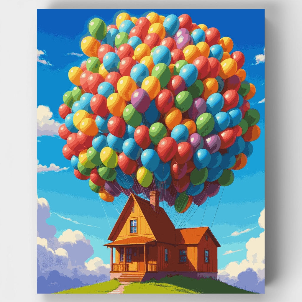 Flying House with Balloons - Paint by Numbers Kit