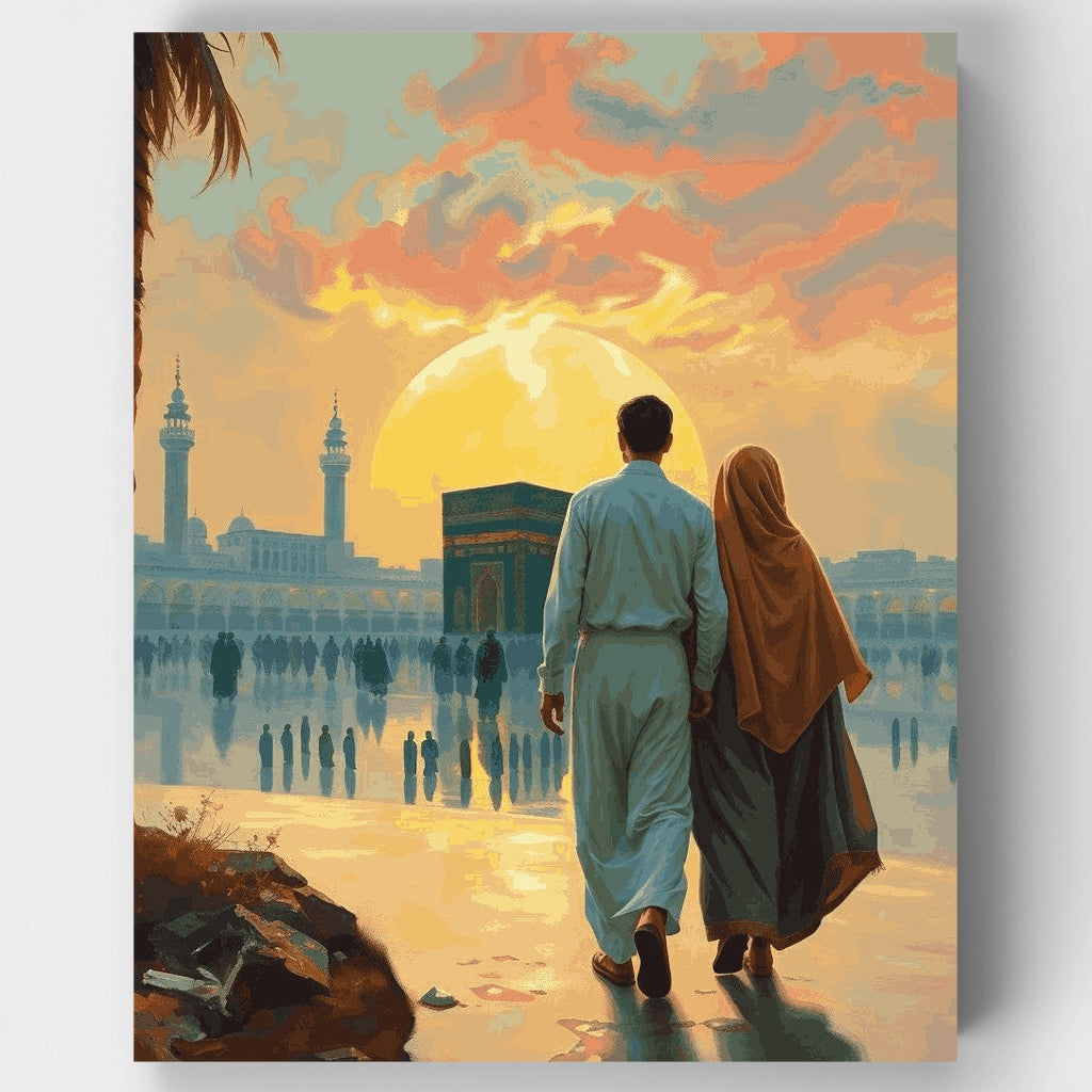 Atardecer sagrado en la Kaaba - Kit de pintura por números — Estándar