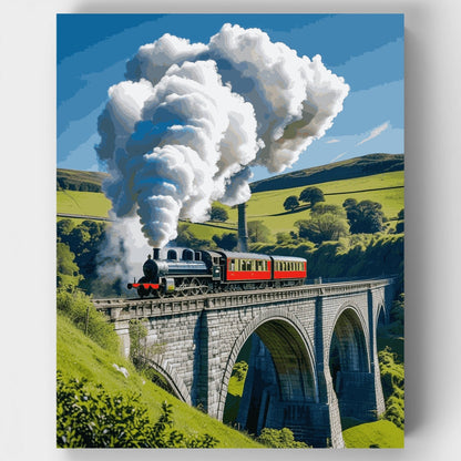 Steam Train on Stone Bridge - Paint by Numbers Kit