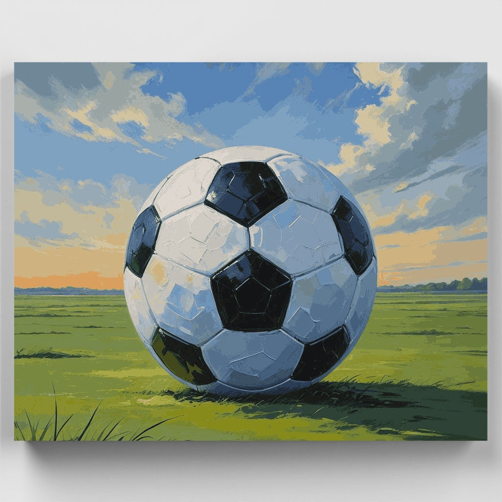 Balón de fútbol al atardecer - Kit de pintura por números — Estándar
