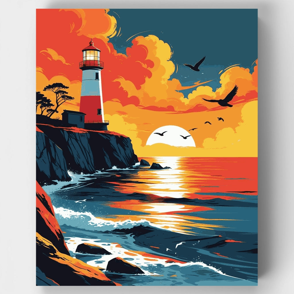 Lighthouse Sunset Seascape - Paint by Numbers Kit