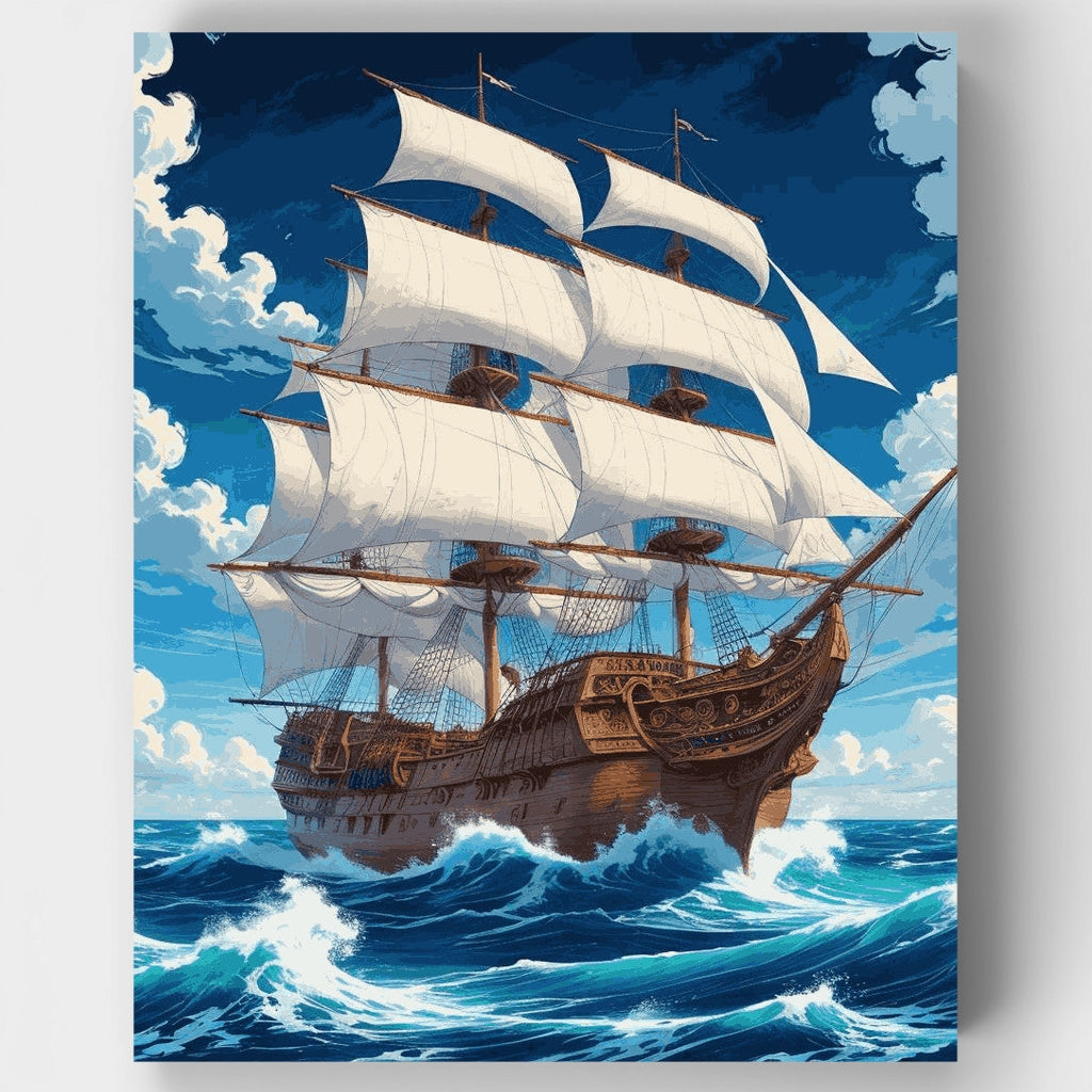 Galleon in Turbulent Seas - Paint by Numbers Kit