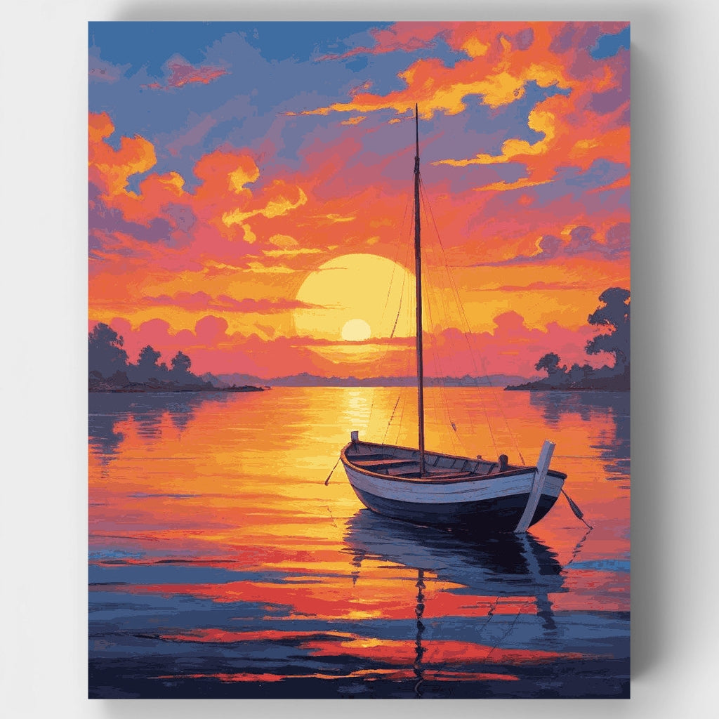 Kit de pintura por números - Velero al atardecer — Estándar