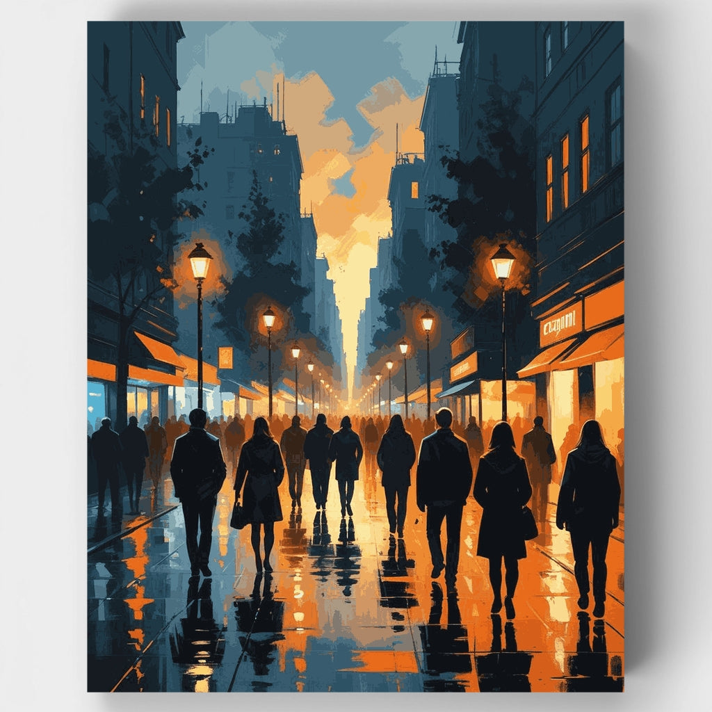 Escena callejera urbana al atardecer - Kit de pintura por números — Estándar