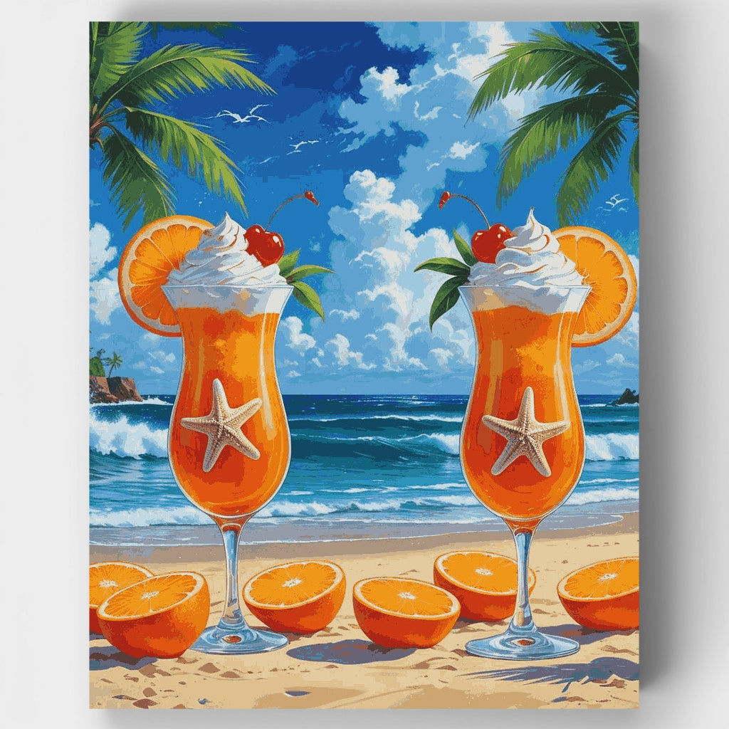 Cócteles tropicales de playa - Kit de pintura por números — Estándar