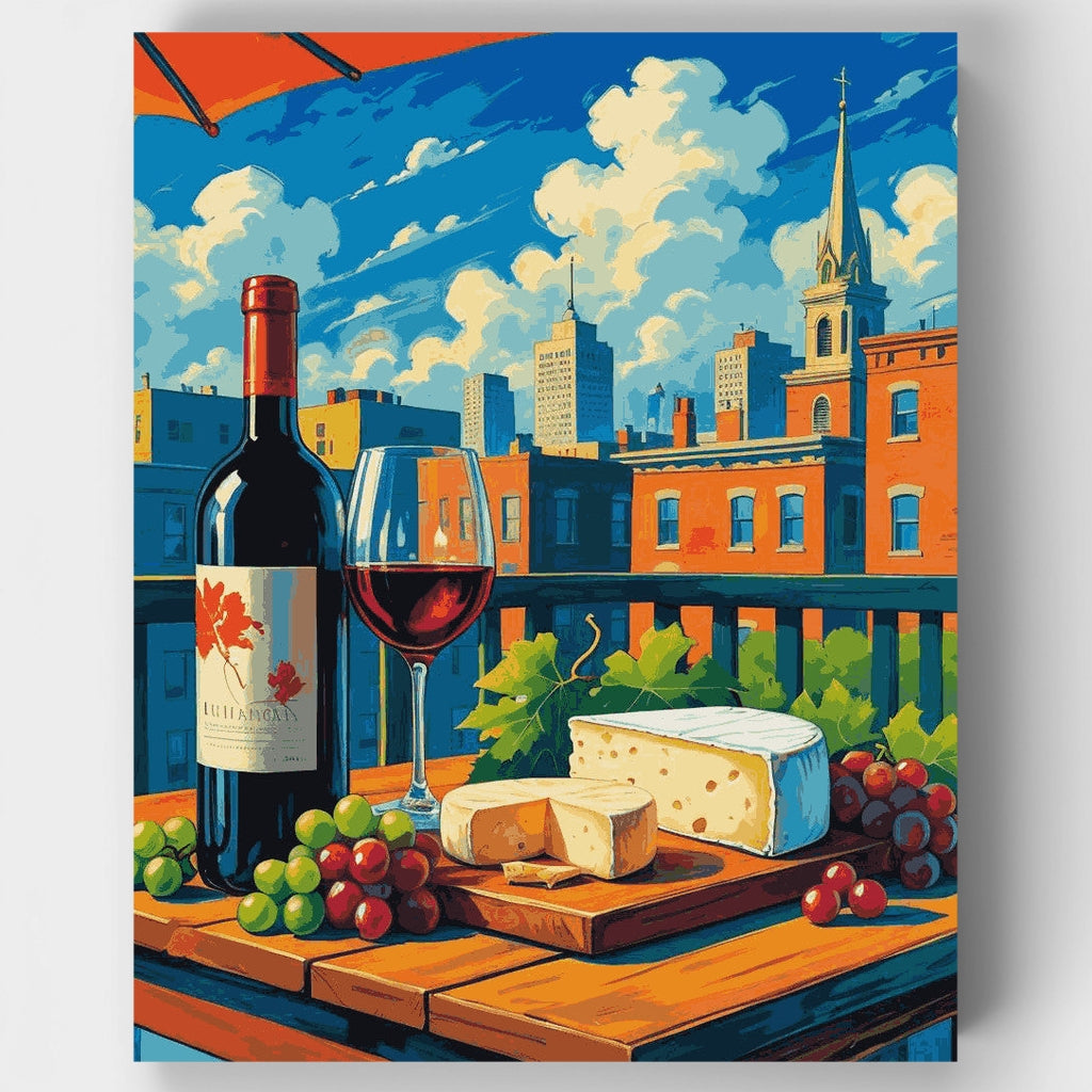 Vino y queso urbano - Kit de pintura por números — Estándar