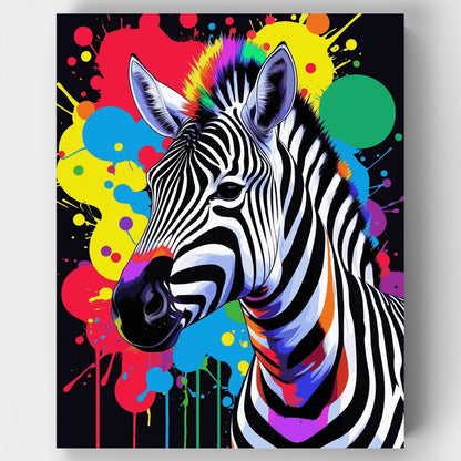 Vibrant Rainbow Zebra - Paint by Numbers Kit