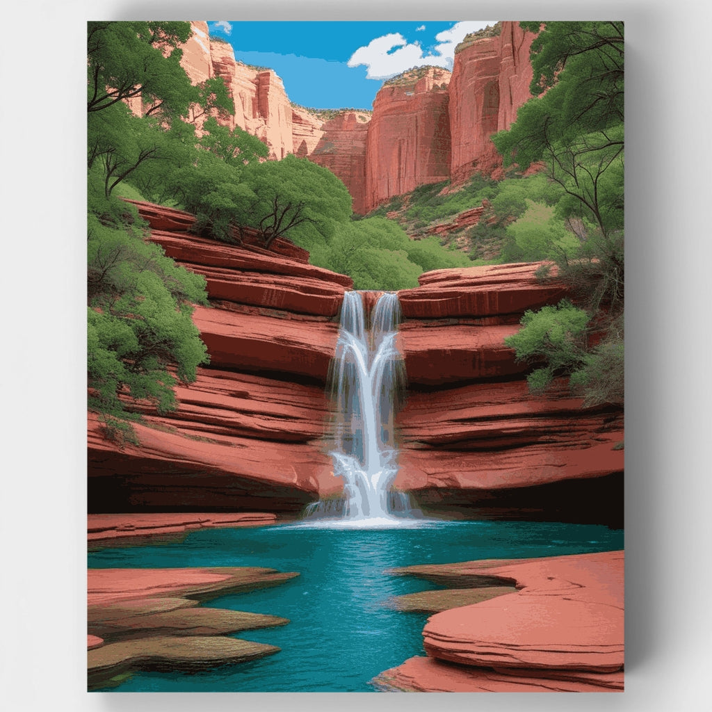 Cascada de Red Rock Canyon - Kit de pintura por números — Estándar