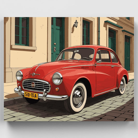 Classic Red Morris Minor - Paint by Numbers Kit