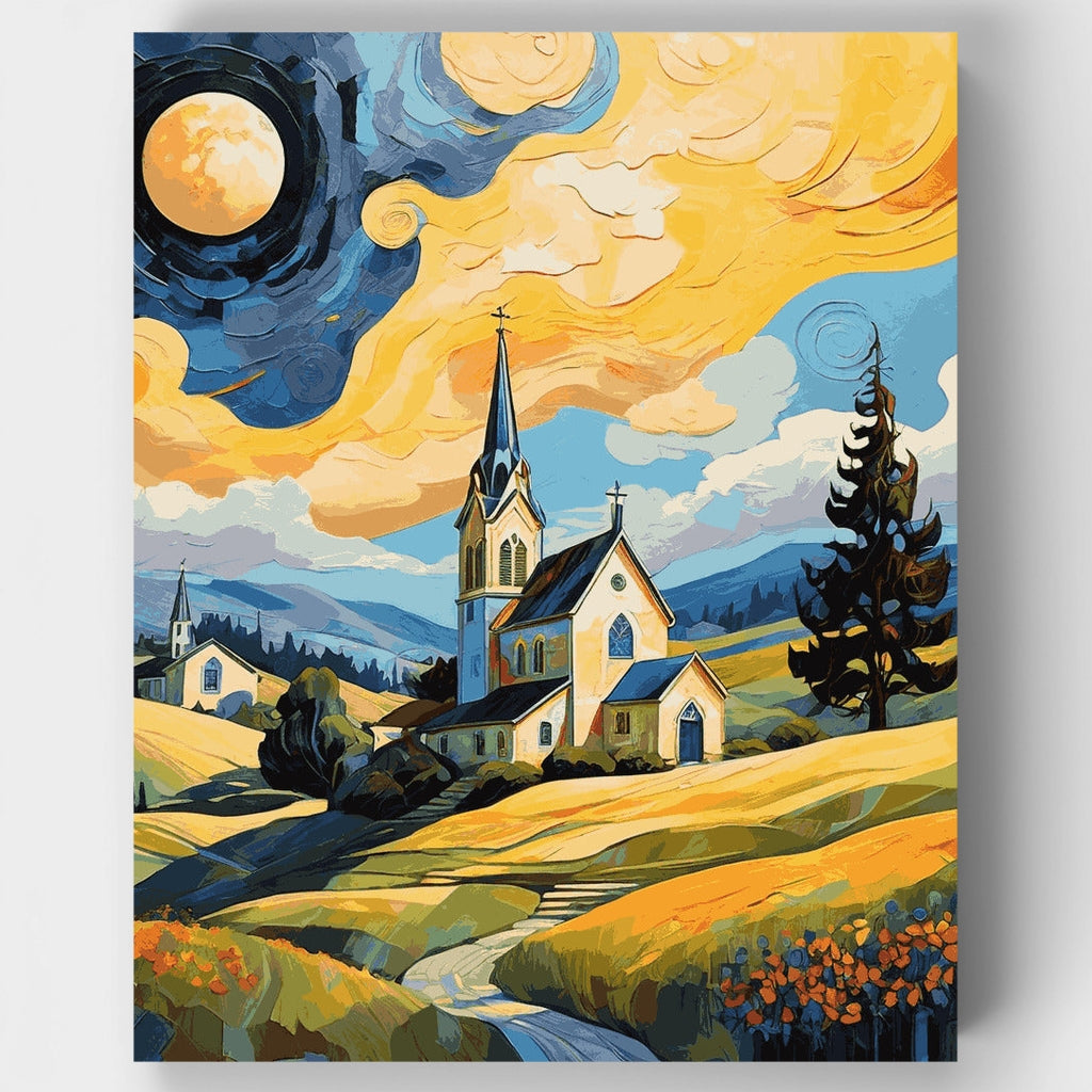 Capilla iluminada por el sol - Kit de pintura por números — Estándar