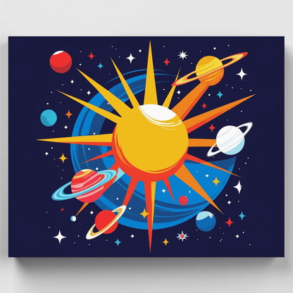Cosmic Sun and Planets - Paint by Numbers Kit