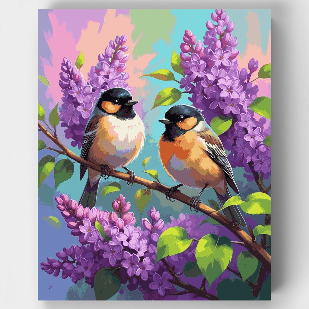Two Birds on Lilac Branch - Paint by Numbers Kit