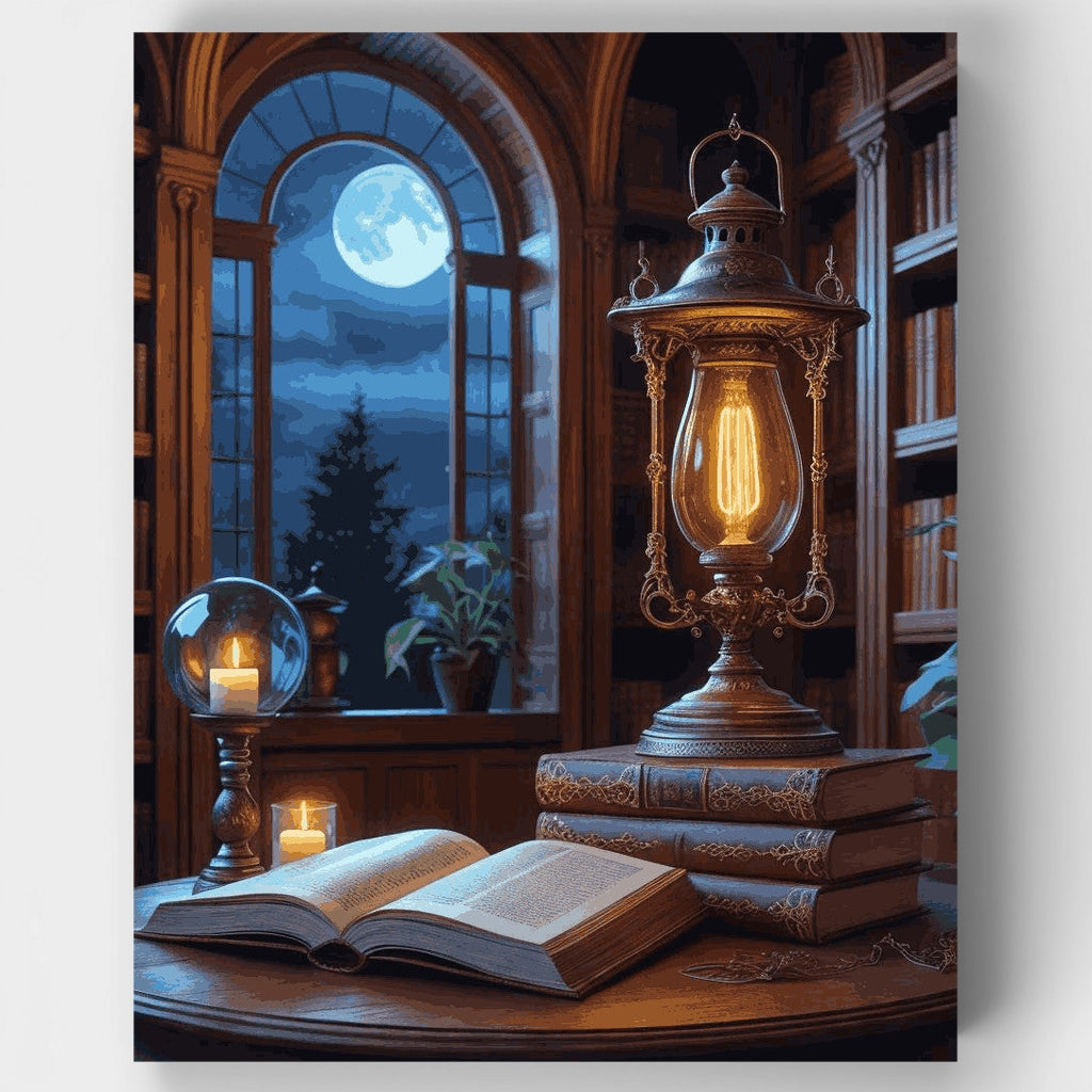 Moonlit Library - Paint by Numbers Kit