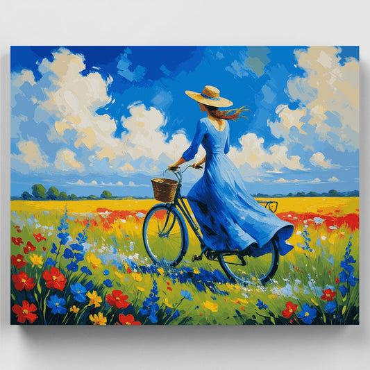 Bicycle Ride Through Wildflowers - Paint by Numbers Kit