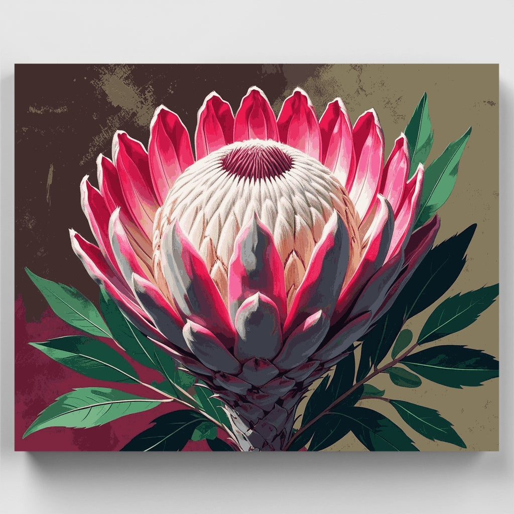 Kit de pintura por números - Majestuosa flor de Protea Rey — Estándar