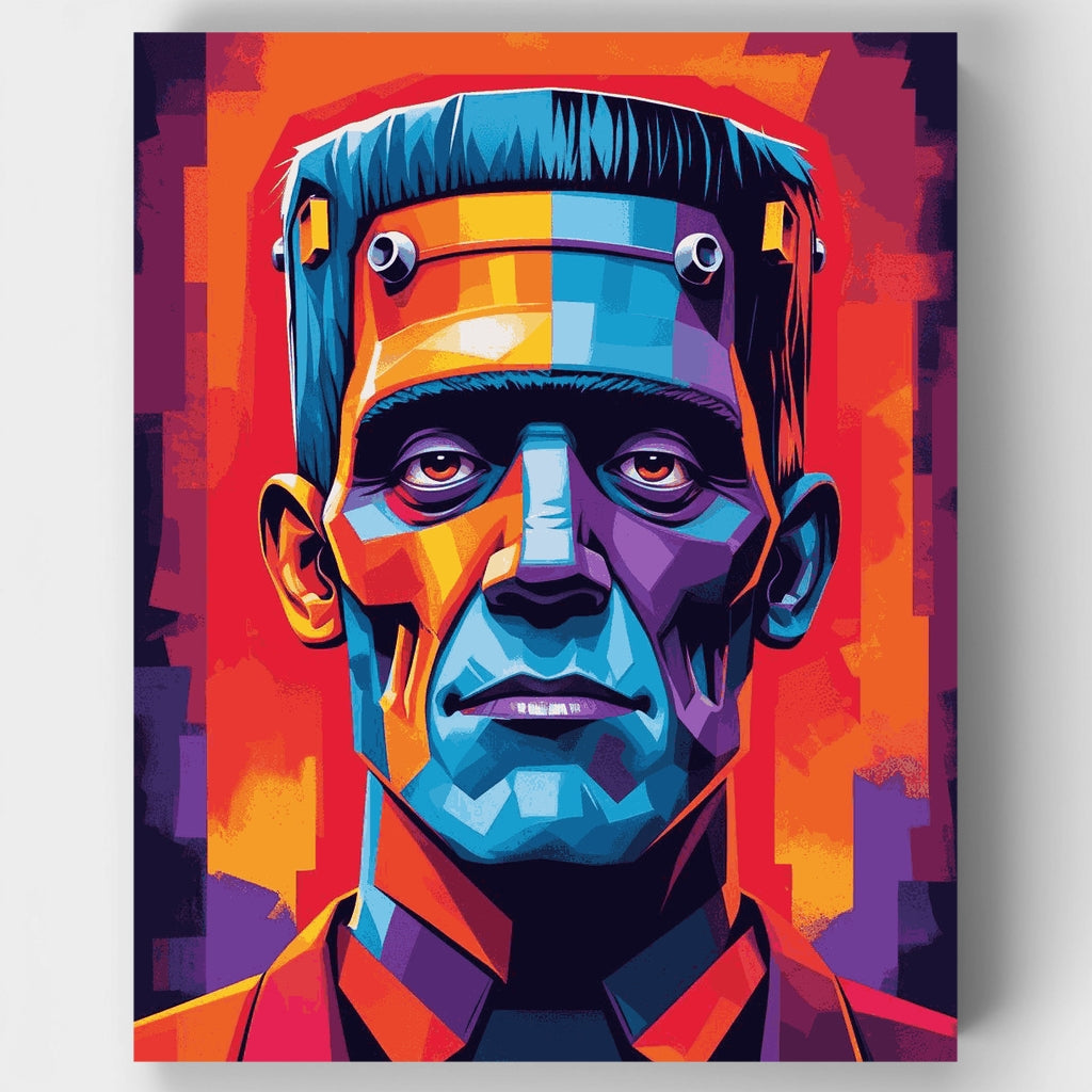 Retrato colorido del monstruo de Frankenstein - Kit de pintura por números — Estándar