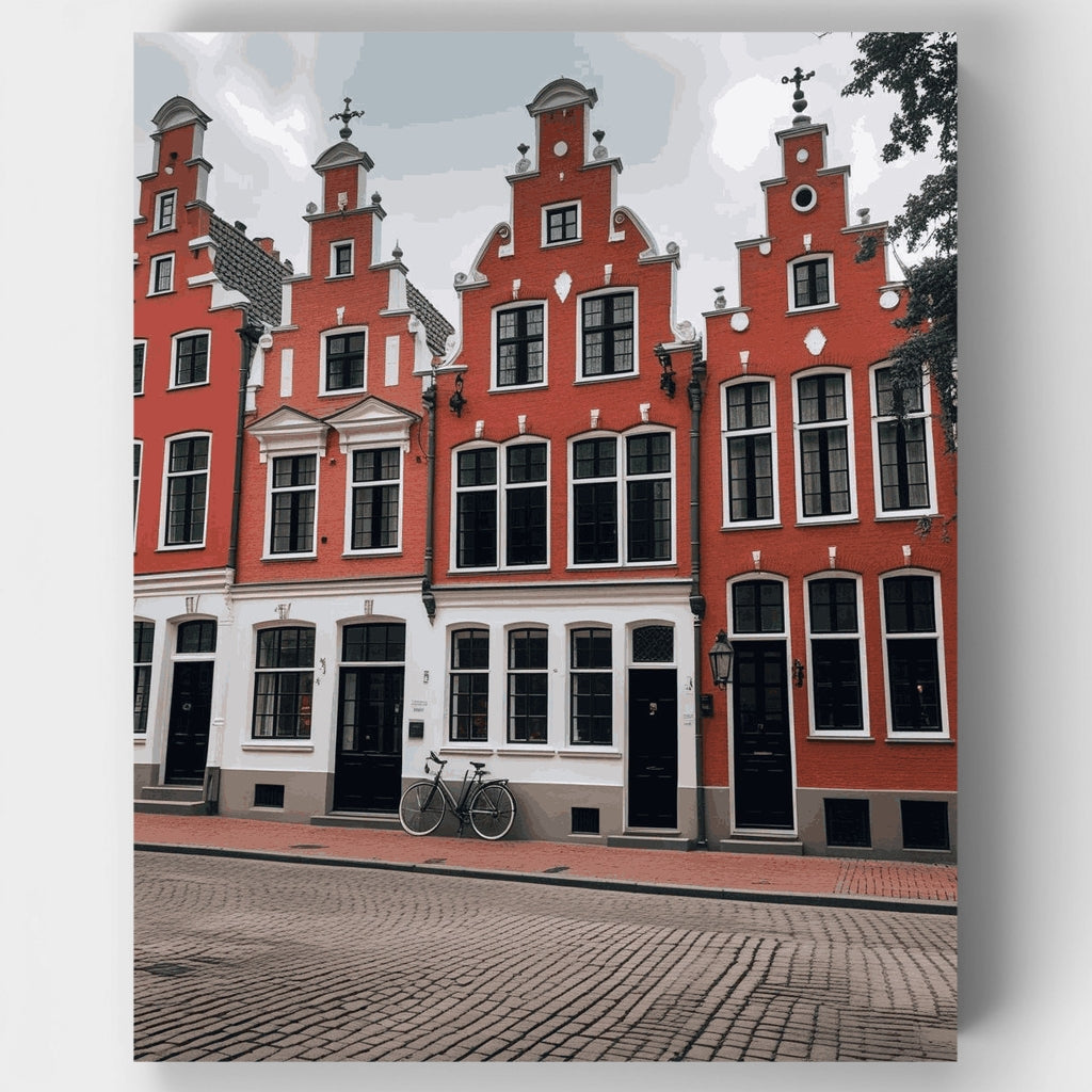 Casas junto al canal de los Países Bajos - Kit de pintura por números — Estándar