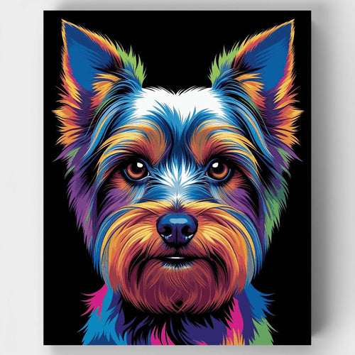 Vibrant Rainbow Yorkie Portrait - Paint by Numbers Kit