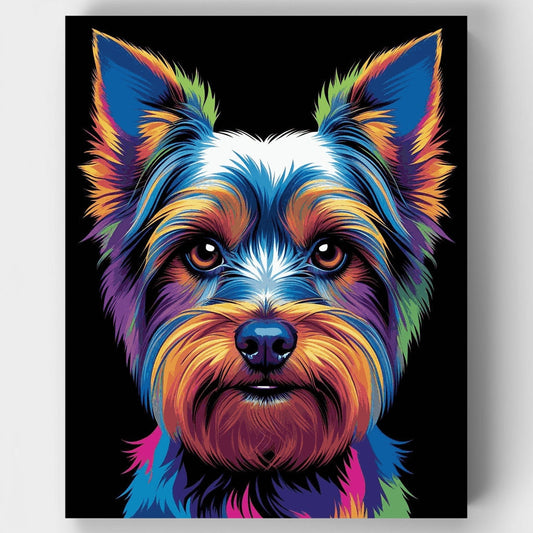 Vibrant Rainbow Yorkie Portrait - Paint by Numbers Kit