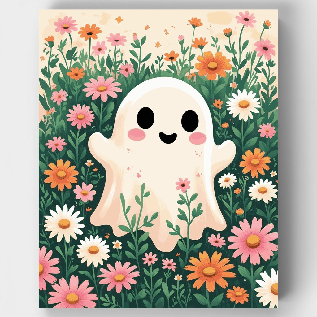 Fantasmita en jardín de flores - Kit de pintura por números — Estándar