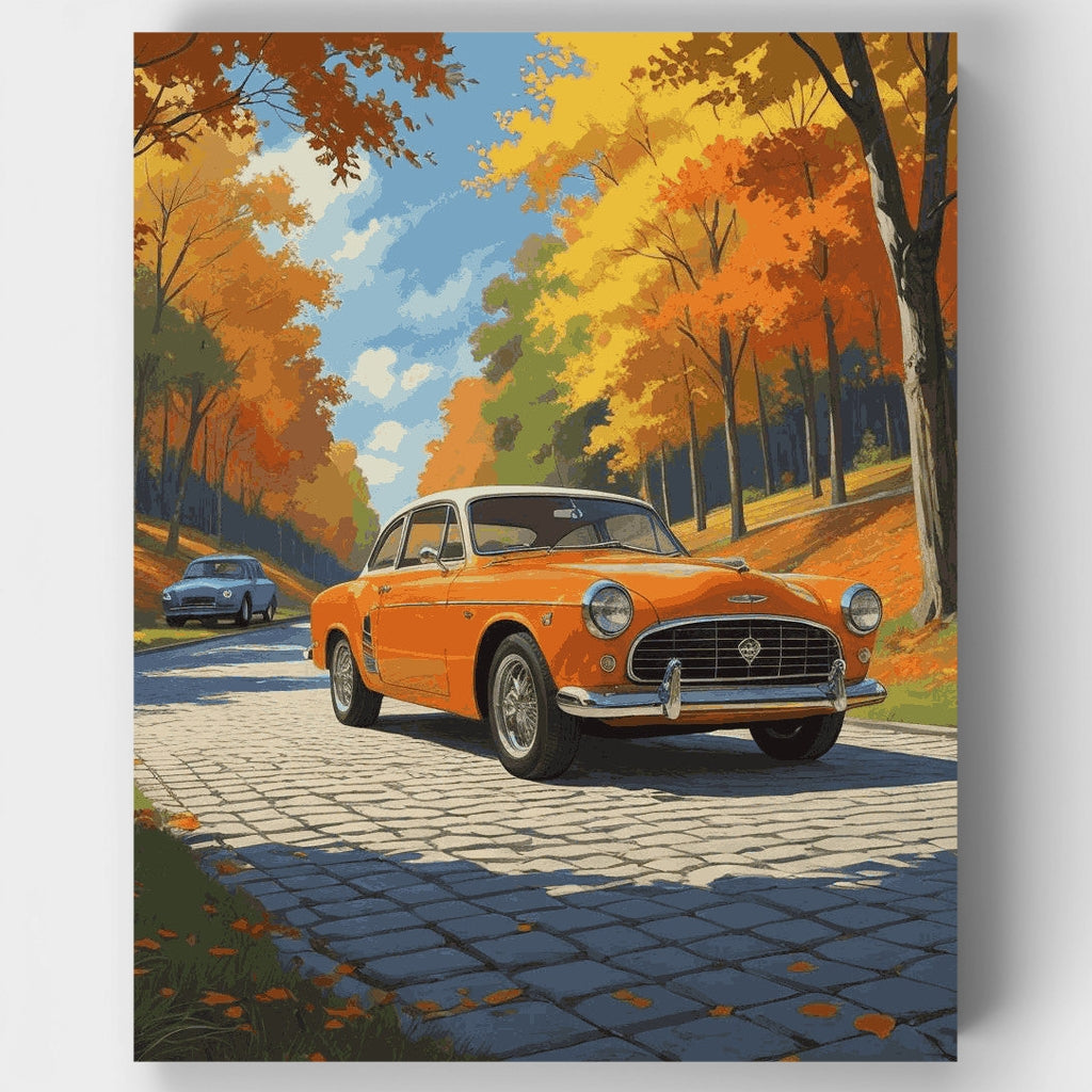 Kit de pintura por números: Coche deportivo clásico de otoño — Estándar
