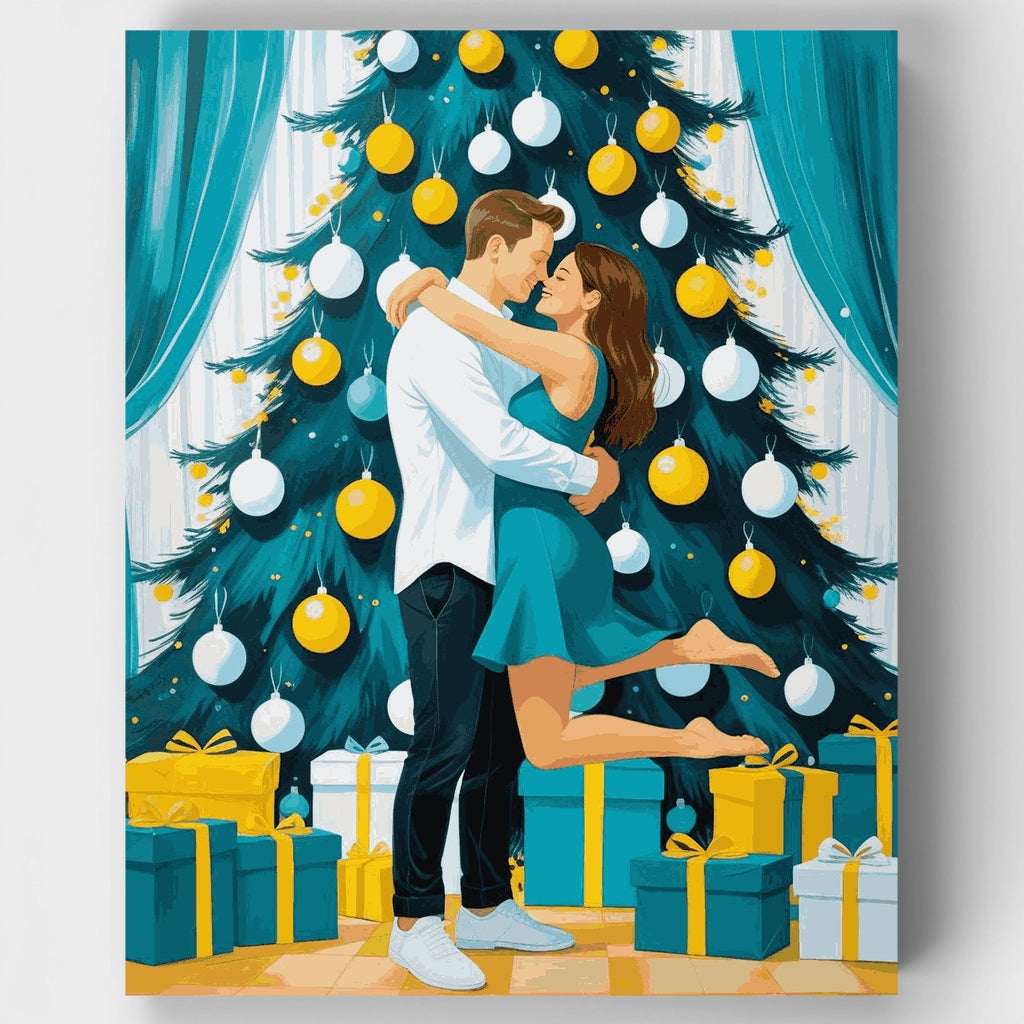 Kit de pintura por números - Abrazo navideño romántico — Estándar