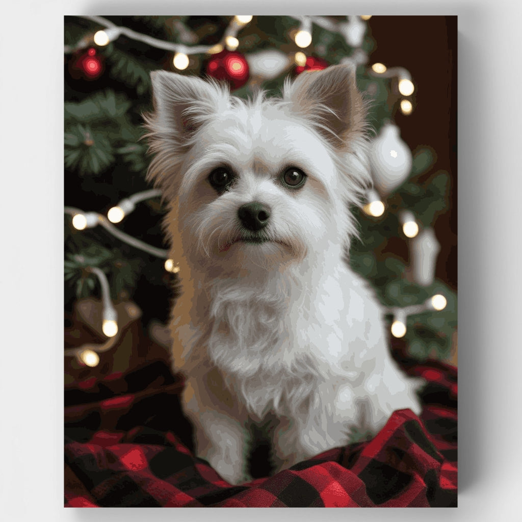 Adorable Yorkie Christmas Portrait - Paint by Numbers Kit
