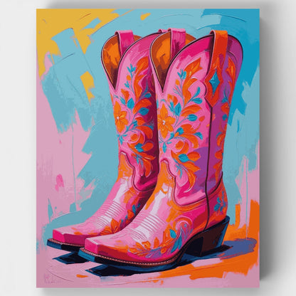 Vibrant Cowboy Boots - Paint by Numbers Kit