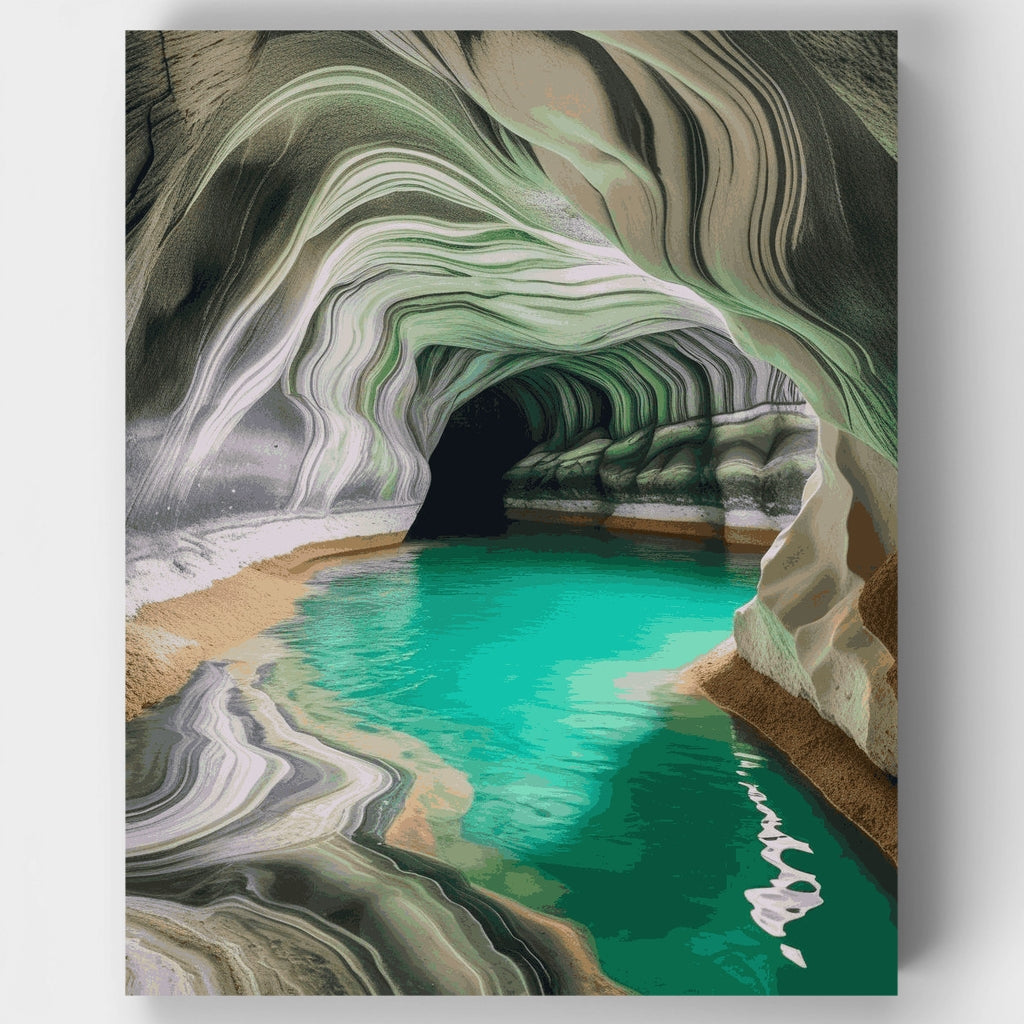 Cueva de mármol con aguas turquesas - Kit de pintura por números — Estándar