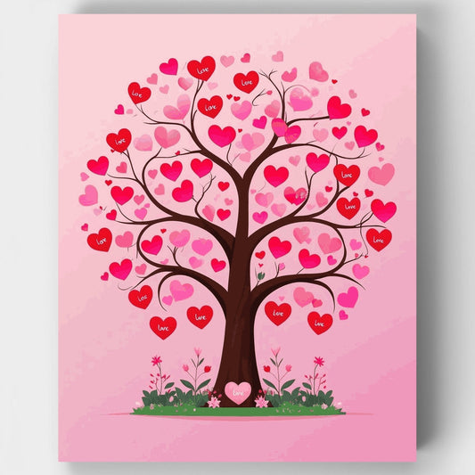 Love Tree with Hearts - Paint by Numbers Kit